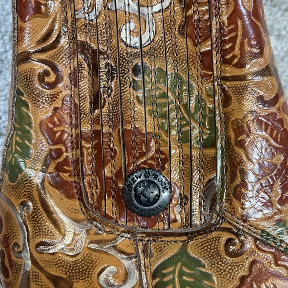 New Rock Leather Ankle Boots Womens 39 US 8 Floral Tooled Western M-GY501C-C3 - Picture 8 of 10